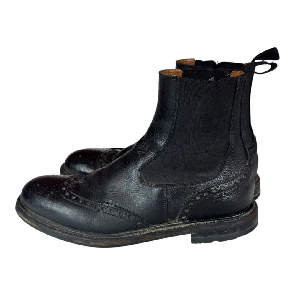 Velasca Boots Mens 42 US 9 Avocatt Chelsea Calf Leather Full Brogue Shoes Black